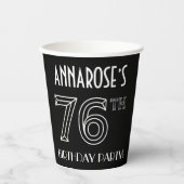 76e verjaardag: Art Deco Style + aangepaste naam Papieren Bekers (Voorkant)
