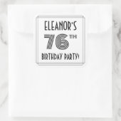 76e verjaardag: Art Deco Style + aangepaste naam Vierkante Sticker (Tas)