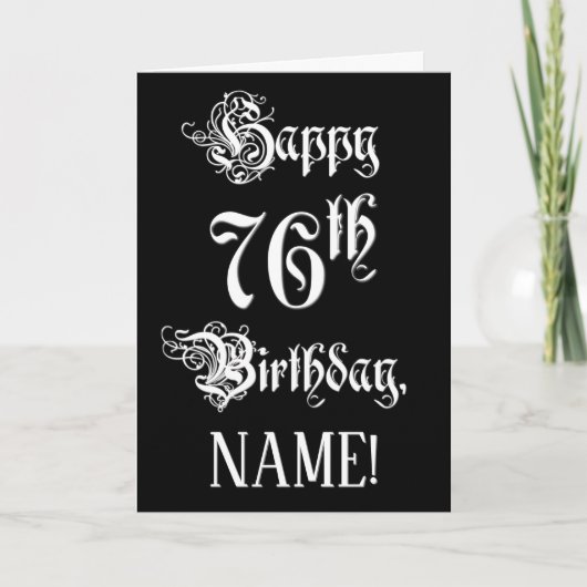 76e verjaardag: Fancy, elegant script + aangepaste Kaart (Voorkant)