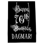 76e verjaardag: Fancy, elegant script + aangepaste Medium Cadeauzakje (Achterkant)