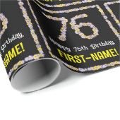 76e verjaardag: Floral Flowers Number, Custom Name Cadeaupapier (Rol Hoek)