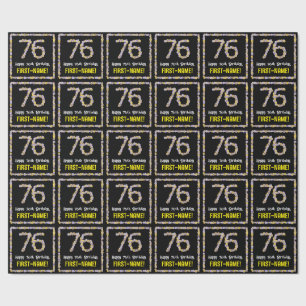 76e verjaardag: Floral Flowers Number, Custom Name Cadeaupapier