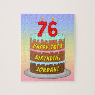 76e verjaardag: Fun Cake and Candles + Custom Name Legpuzzel