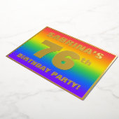 76e verjaardag: Fun, kleurrijk regenboogpatroon Folie Uitnodiging (Gedraaid)