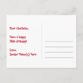 76e verjaardag: Fun sterren patroon, Regenboog 76, Briefkaart (Achterkant)