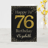 76e verjaardag glitterkaart kaart (Gele Bloem)