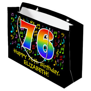 76e verjaardag - Kleurrijke muzieksymbolen, Rainbo Groot Cadeauzakje
