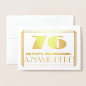 76e verjaardag; Naam + Art Deco geïnspireerde look Folie Kaarten (Voorkant met envelop)