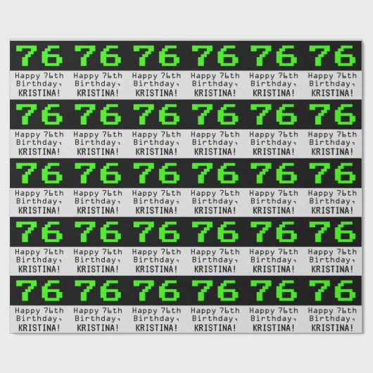 76e verjaardag - Nerdy / Geeky Style "76" en naam Cadeaupapier (Vlak)