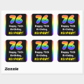 76e verjaardag: Regenboogspectrum # 76, Aangepaste Vierkante Sticker (Vel)