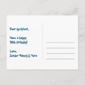 76e verjaardag: Roze strepen & harten, Regenboog 7 Briefkaart (Achterkant)