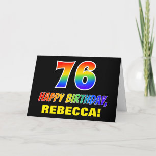 76e verjaardag: Vet, Vun, eenvoudig, regenboog 76 Kaart