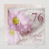 76ème anniversaire invitation avec marguerites (Devant / Derrière)