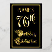 76ste verjaardagsfeest — Fantasievol script & Aang Folie Uitnodiging (Voorkant)