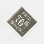 76th Birthday Party — Fancy script, Faux Wood Kijk Servet (Hoek)