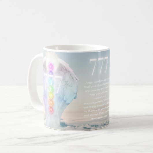 777 Numéros d'anges Chakra Anges Ailes Mug (Devant gauche)