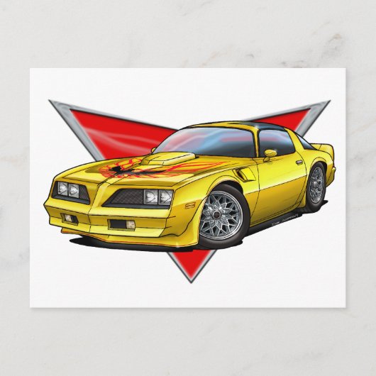 77-78 Gele Firebird TA Briefkaart (Voorkant)