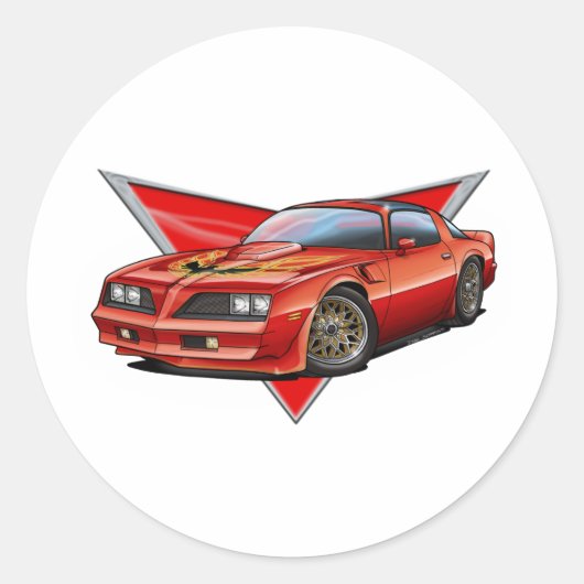 77-78 Red Firebird TA Ronde Sticker (Voorkant)