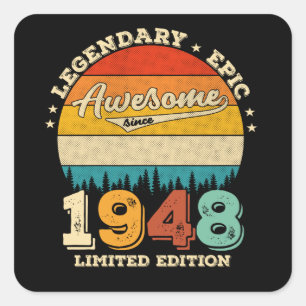 77 jaar oude Bday 1948 Geweldige 77e verjaardagsca Vierkante Sticker