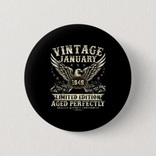 77-jarige legende werd in januari 1949 geboren ronde button 5,7 cm