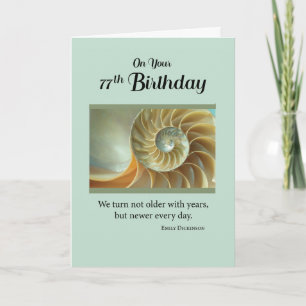 77e anniversaire avec coquillage Spiral sur carte 