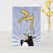 77e anniversaire - Carte de surprise de pingouin (Fleur jaune)