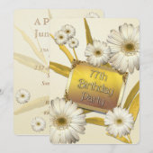 77e anniversaire de fête Invitation avec marguerit (Devant / Derrière)