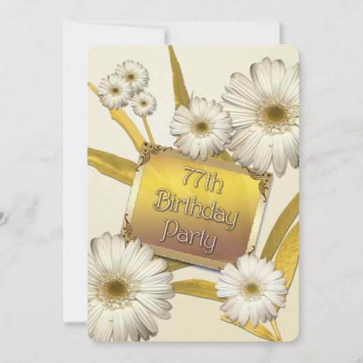 77e anniversaire de fête Invitation avec marguerit (Devant)