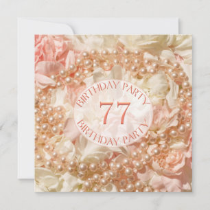 77e anniversaire invitation de fête avec perles