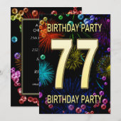 77e anniversaire Invitation fête feux d'artifice (Devant / Derrière)