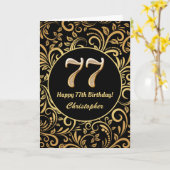 77e anniversaire Modèle floral noir et or (Fleur jaune)