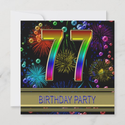 77e fête d'anniversaire Invitation avec bulles (Devant)