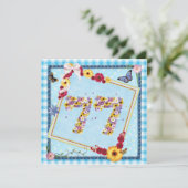 77e fête d'anniversaire Invitation fleurs, papillo (Debout devant)