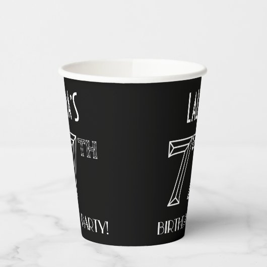 77e verjaardag: Art Deco Style + aangepaste naam Papieren Bekers (Links)