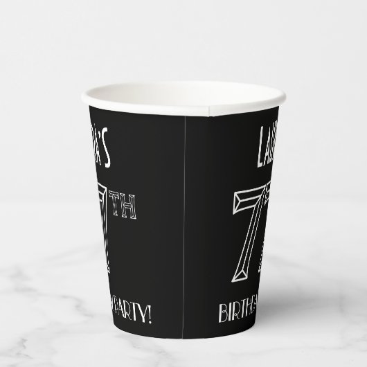 77e verjaardag: Art Deco Style + aangepaste naam Papieren Bekers (Rechts)