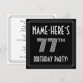 77e verjaardag: Art Deco Style met aangepaste naam Kaart (Voorkant / Achterkant)