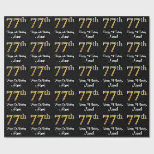 77e verjaardag: Elegant luxe Faux Gold-look # Cadeaupapier