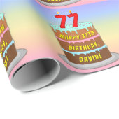 77e verjaardag: Fun Cake and Candles + Custom Name Cadeaupapier (Rol Hoek)