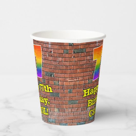 77e verjaardag: Fun Graffiti-geïnspireerde regenbo Papieren Bekers (Rechts)