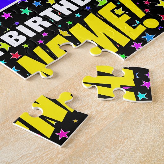 77e verjaardag — Fun, kleurrijk Star Field Pattern Legpuzzel (Zijkant)