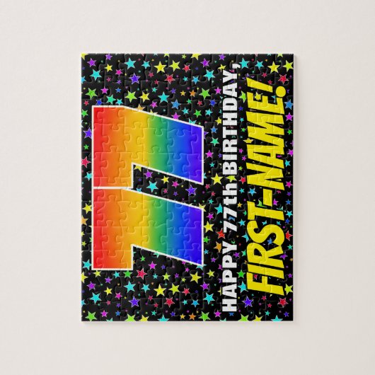 77e verjaardag — Fun, kleurrijk Star Field Pattern Legpuzzel (Verticaal)
