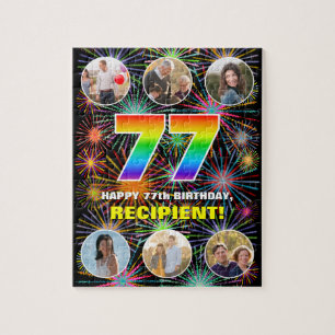 77e verjaardag: Fun Rainbow #, aangepaste naam + f Legpuzzel