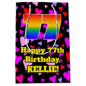 77e verjaardag: Heatpatroon liefhebbend, regenboog Medium Cadeauzakje (Voorkant)