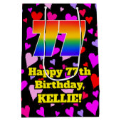 77e verjaardag: Heatpatroon liefhebbend, regenboog Medium Cadeauzakje (Achterkant)