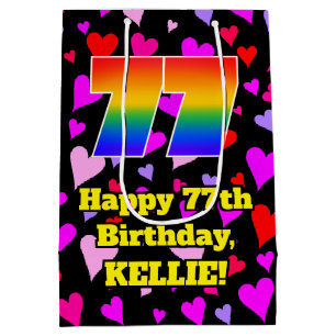 77e verjaardag: Heatpatroon liefhebbend, regenboog Medium Cadeauzakje