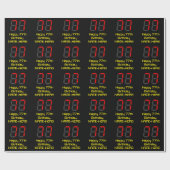 77e verjaardag: Red Digital Clock Style "77" + naa Cadeaupapier (Vlak)