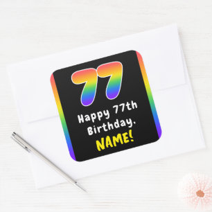 77e verjaardag: Regenboogspectrum # 77, Aangepaste Vierkante Sticker