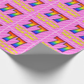 77e verjaardag: roze strepen & harten, regenboog # cadeaupapier (Hoek)