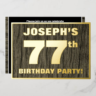 77e verjaardag van de geboorte: Vet, Faux Hood Gra Folie Uitnodiging