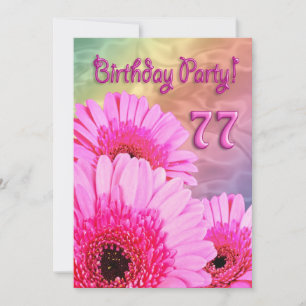 77e verjaardag van de wedstrijd roze bloemen kaart